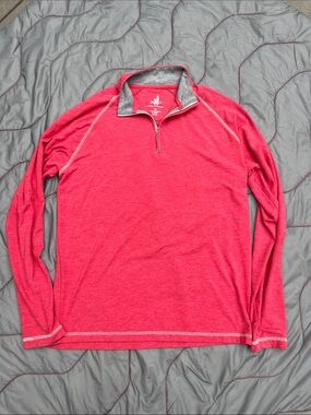 Johnnie-O Men's Collier Heathered Red Quarter-Zip Pullover size M